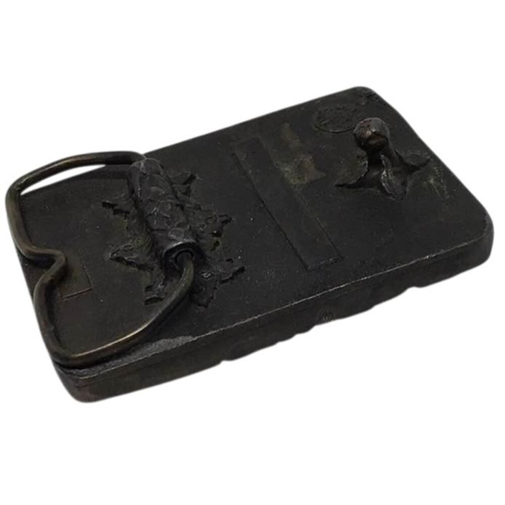 Single Howling Wolf Belt Buckle Bergamot Brass Works Vintage 1976 Relief Black - Picture 4 of 6